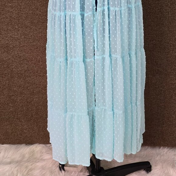 Torrid Clip Dot Tiered Kimono Light Blue Sz 1 Pre Owned - Picture 2 of 7